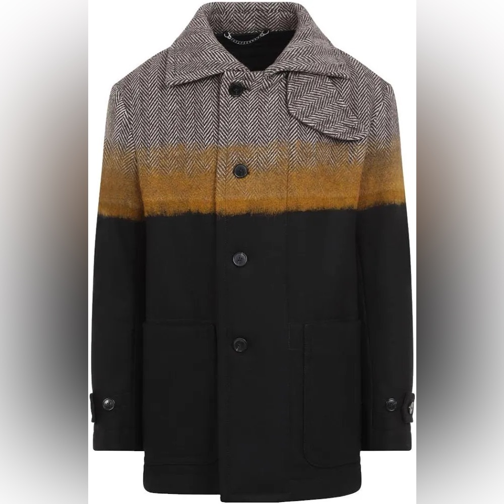 Dries Van Noten Black and Gold Gradient Coat
